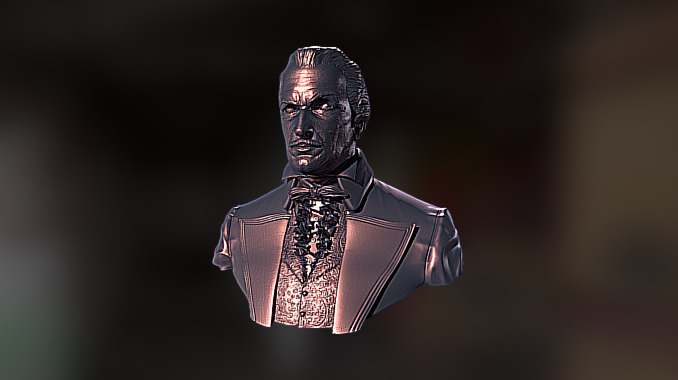A digital sculpt of Vincent Price bust, from the movie Tales of Terror (The Black Cat), 1962.

A 3d print ready model of the bust can be purchased here, https://www.artstation.com/aumakua/store/LRjG/vincent-price-bust-3d-print-ready-zpr-obj-stl-files - Vincent Price - 3D model by Nick G. Gizelis (@aumakua) 3d model