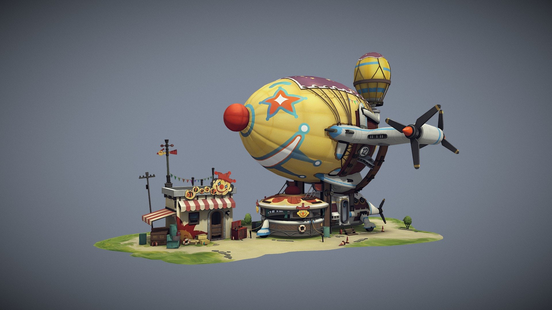 The concept was created by cool artist Kong Wenjie!
https://wenjiekong.artstation.com/projects/xJKz0X - Entertainment park - 3D model by Elizaveta_Kostuyk 3d model