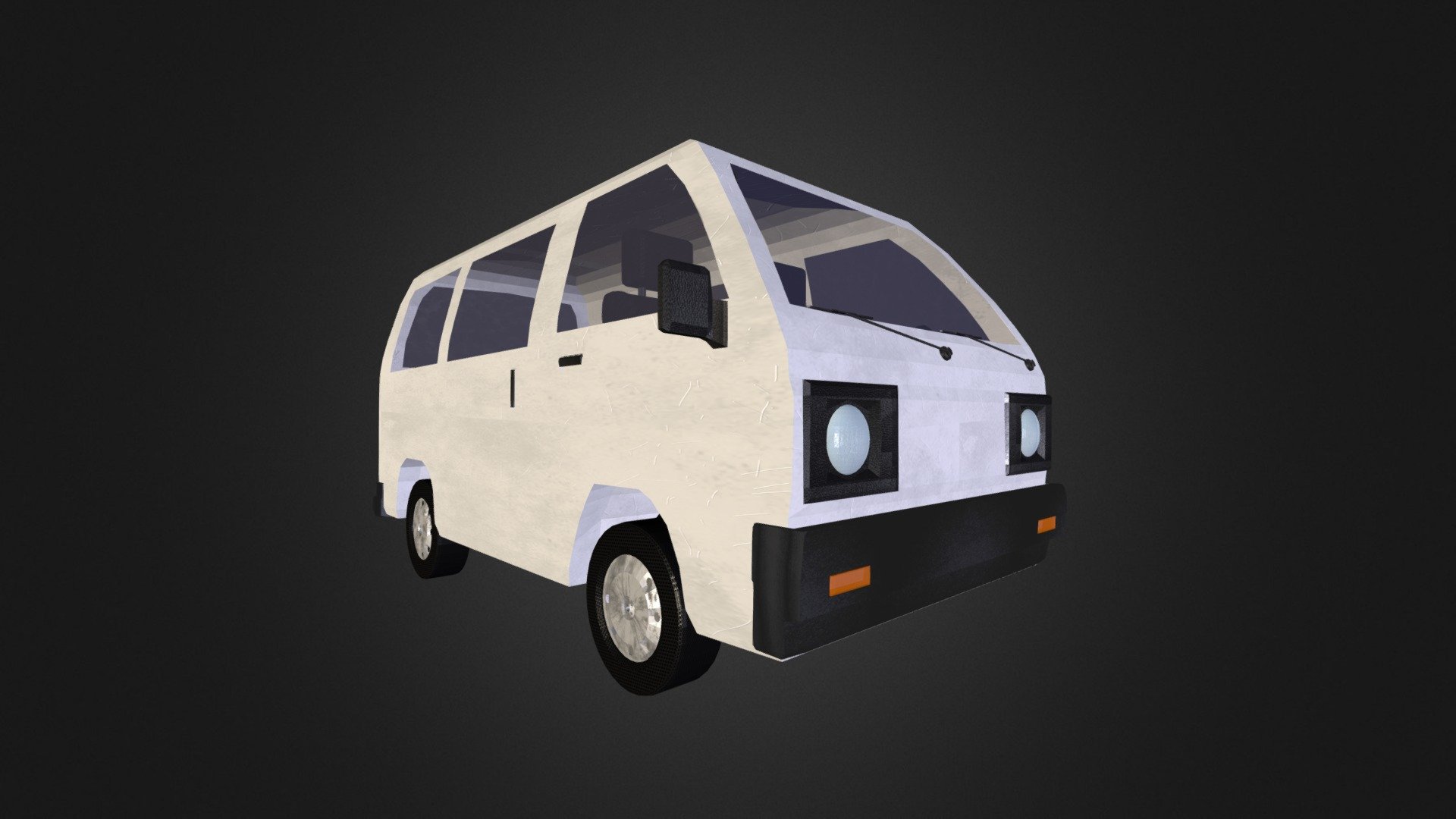 A white 1990 suzuki carry van 3d model
