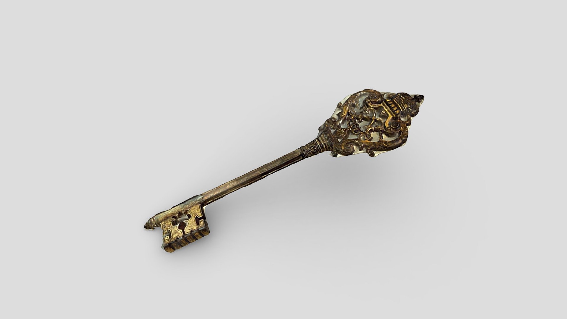 Commissioned by Louis XIV, it bears his initials, the interlaced double L, surmounted by the royla crown with fleur-de-lys.

Quick capture with Polycam's photo mode, not too bad outcome for something which was behind a glass.

 - Key to the Royal Chapel of Versailles - Download Free 3D model by alban 3d model