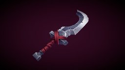 Stylized sword red, handpaint, metallic, sword, stylized