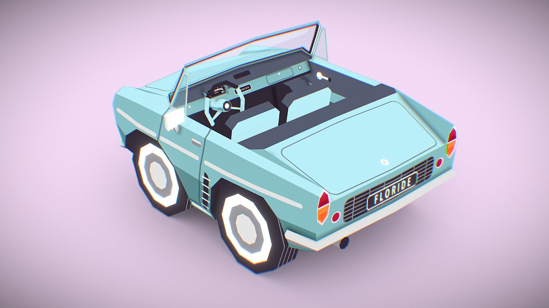 Renault Floride, 1958, a  lowpoly model
https://fr.wikipedia.org/wiki/Renault_Floride_et_Caravelle - renault floride lowpoly - 3D model by boriscargo 3d model