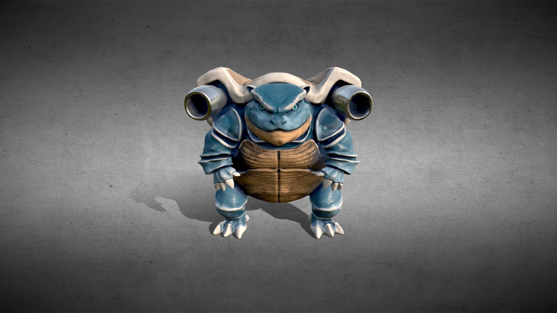Semi-realistic blastoise 3d model