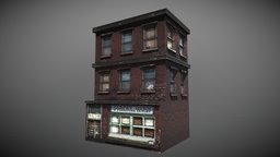 old building midpoly, old, game-asset, blender, building