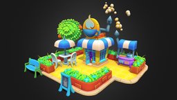 casual_cafe cafe, midpoly, casual, stilized, environment