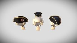 18th Century Powdered Wig, Bicorne, Tricorne hat, cap, century, america, revolution, europe, revolutionary, tricorn, 18th, 18th-century, tricorne, wig, revolutionary-war, nobility, bicorn, bicorne, powdered