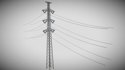 Double Circuit Powerline tower, power, double, line, electrical, electricity, wire, metal, 3, lines, cord, powerline, circuits, industrial-building, 30m, powerlines, modular, electric, industrial, dangling, 150ft, 3-layer