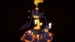 Lava Knight fanart, lava, fire, hanpainted, irongiant, fantasycreature, character, modeling, lowpoly, fantasy, knight, nelnal