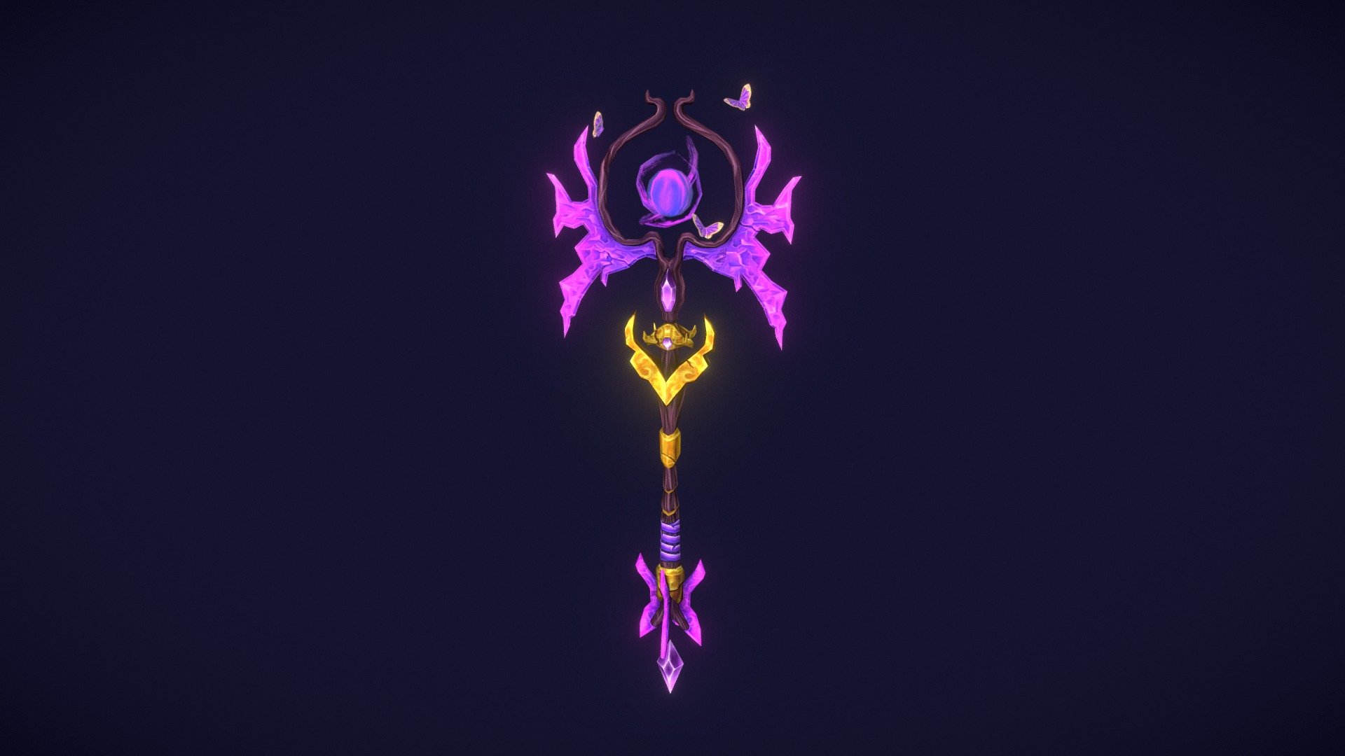 Designed and textured a fantasy weapon that fits into the World of Warcraft setting 3d model