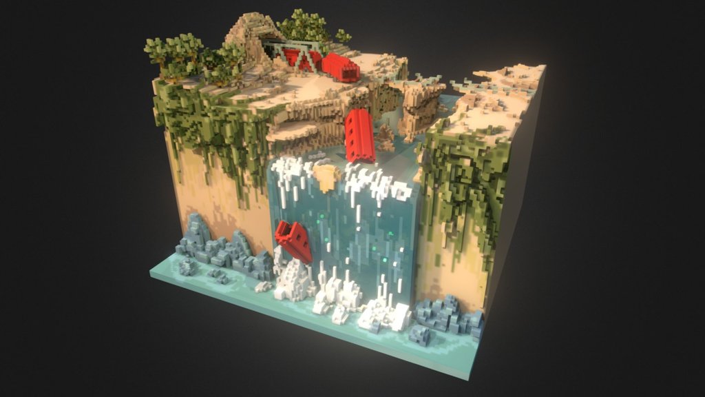 Train wreck in voxel, upgraded from a previous model made a few months before. Uploaded for @WeeklyVoxels &lsquo;s theme #trainwreck - Train wreck II - 3D model by EXM (@exm59) 3d model