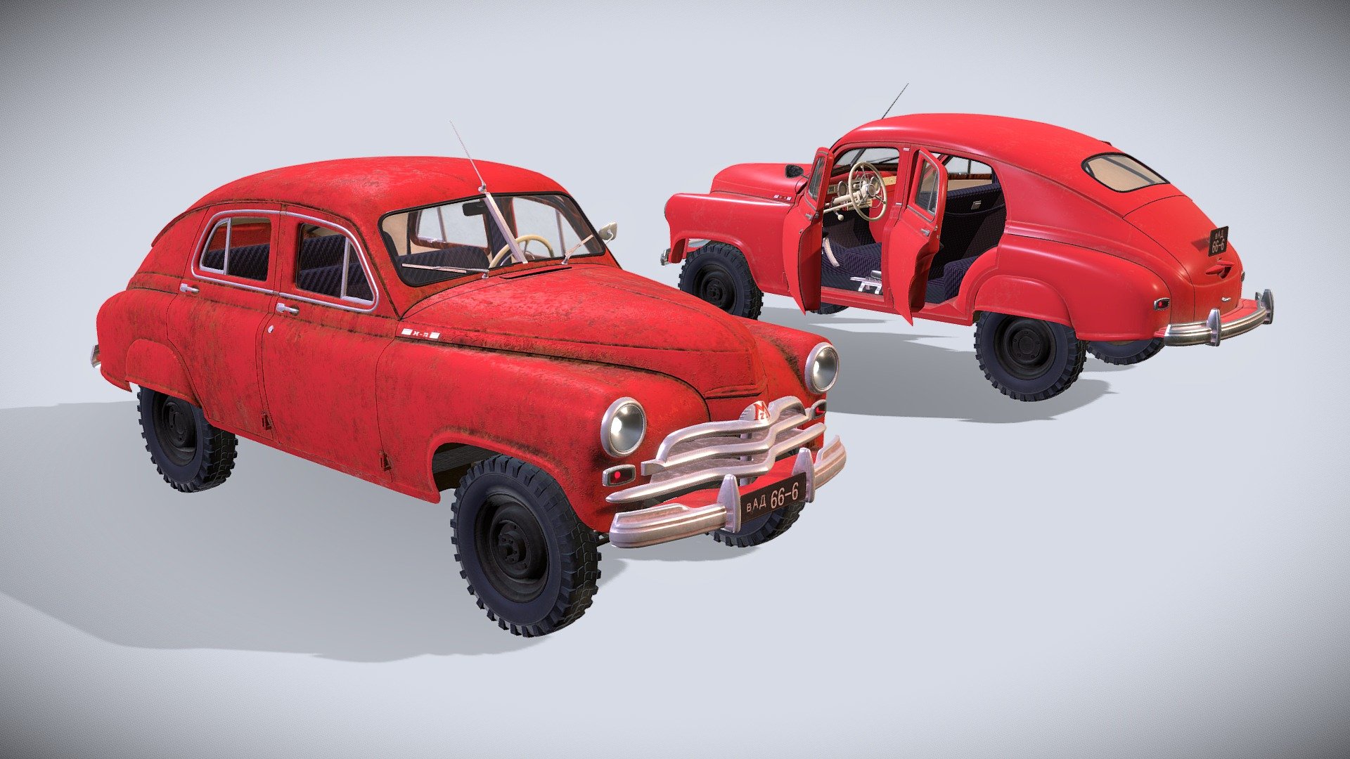 3d model of a retro car &ldquo;GAZ-M72