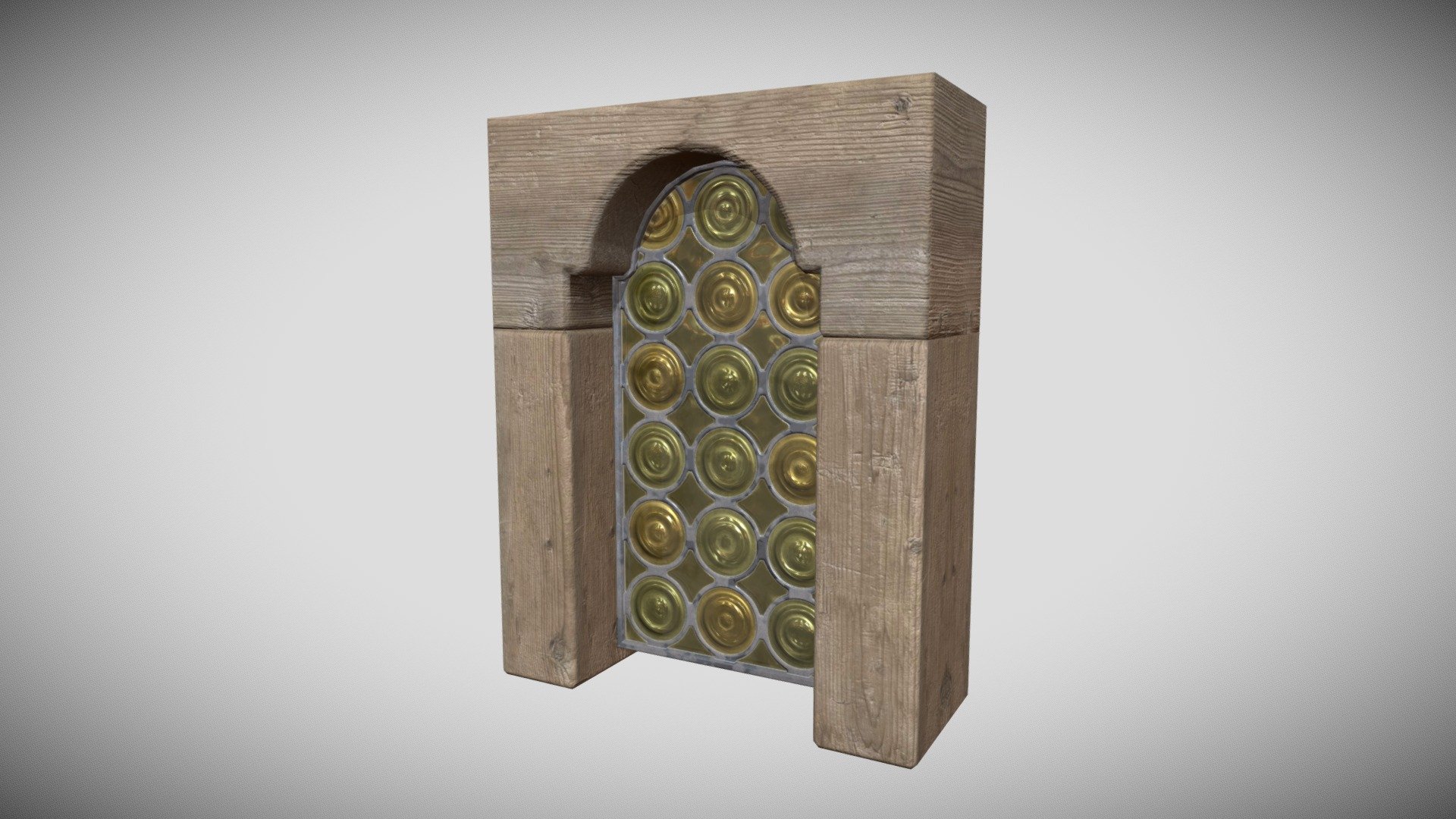A medieval window made for the XIII century wooden castle reconstruction 3d model