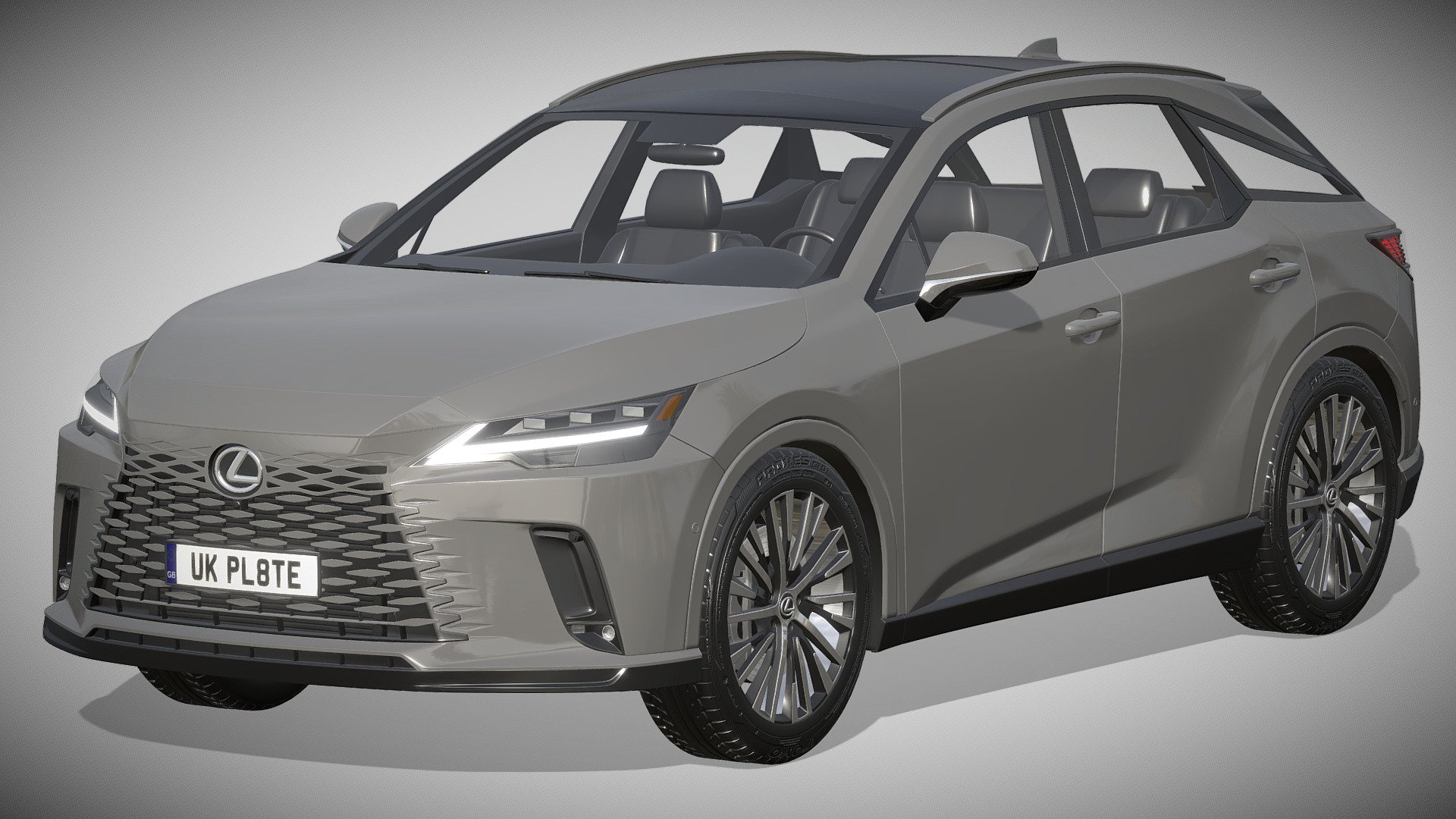 Lexus RX 450 2023

https://www.lexus.com/models/RX

Clean geometry Light weight model, yet completely detailed for HI-Res renders. Use for movies, Advertisements or games

Corona render and materials

All textures include in *.rar files

Lighting setup is not included in the file! - Lexus RX 450 2023 - Buy Royalty Free 3D model by zifir3d 3d model