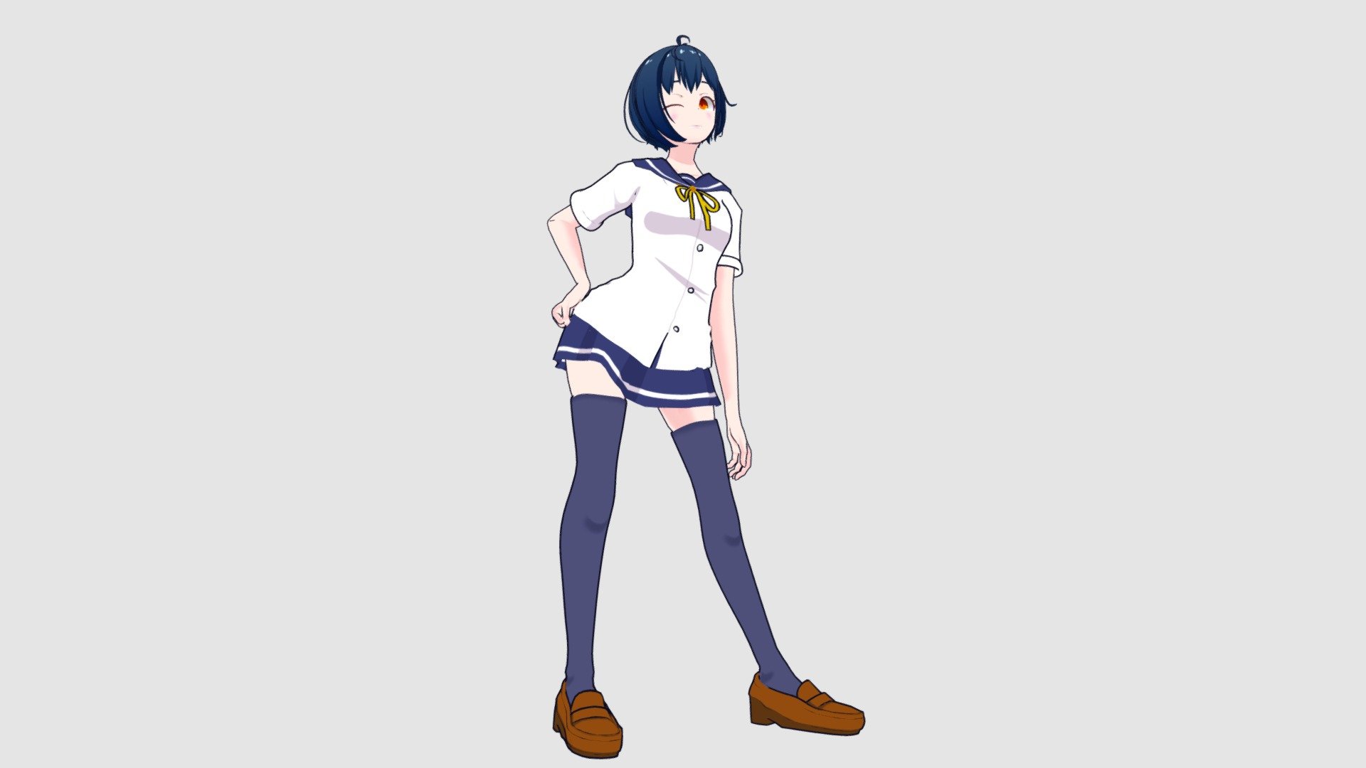 Model I made last year for my OC Hayashi Chiori. I took a long time to upload it because I was busy with work, but I'm hoping to get back into modeling soon.
This time I tried experimenting more with texturing and flat lighting. There are some minor clippings here and there, I'm still getting used to rigging. But overall I feel like this is a big evolution from my previously uploaded character model, I’m quite happy with it 3d model