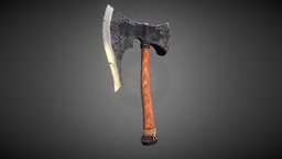Fantasy war axe medieval, waraxe, game, lowpoly, axe, fantasy