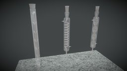 Vigreux Columm, Allhin & Graham Condensers lab, laboratory, science, chemistry, glassware, substancepainter, blender