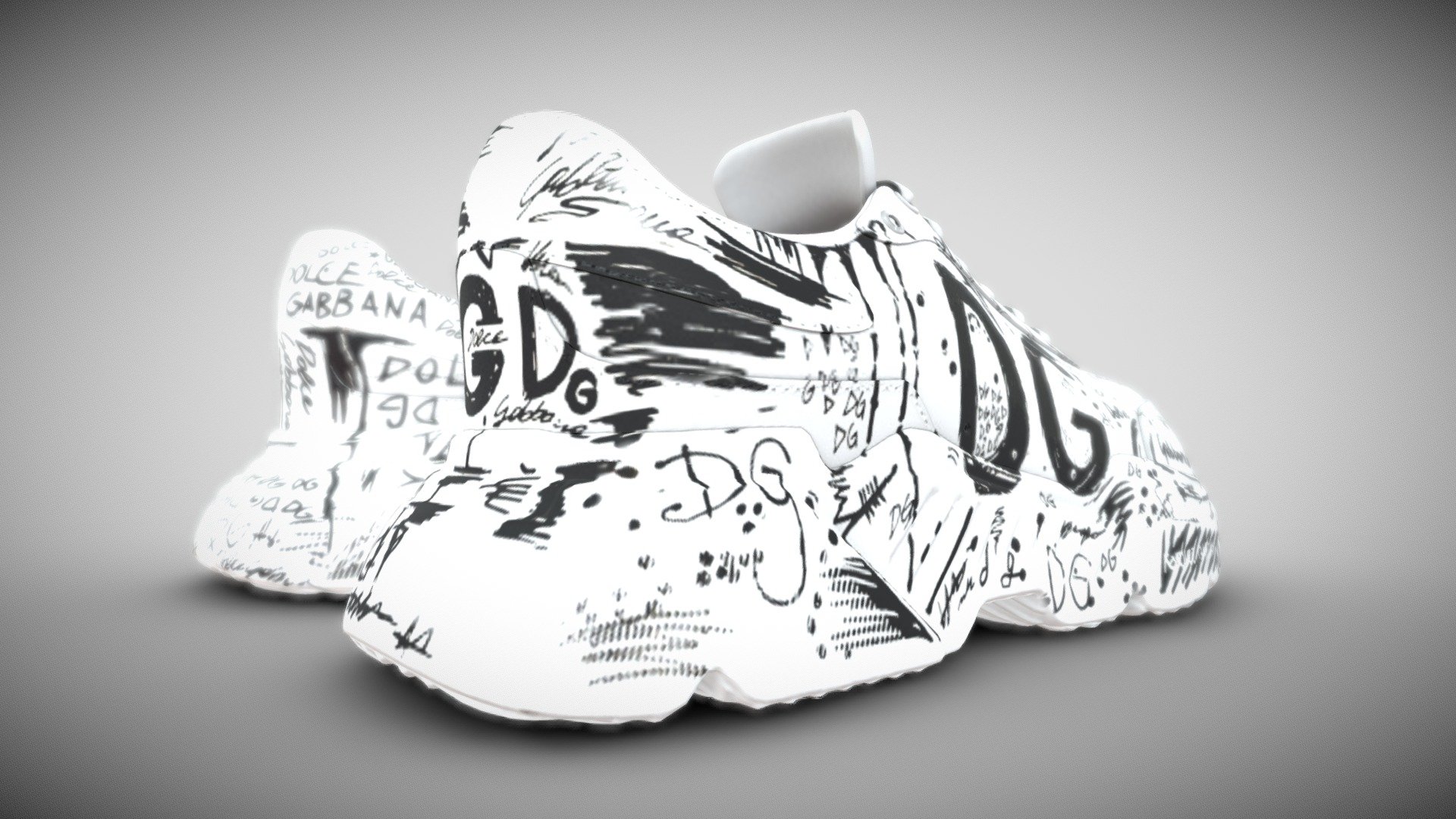 Step into luxury with Dolce &amp; Gabbana's Sneakers White DAYMASTER. Crafted from premium calfskin, these handmade sneakers exude Italian sophistication. The white gum sole, round toe, and flat heel provide comfort and style. The black and white logo detailing adds a distinctive touch. Elevate your footwear collection with this A/W 21 essential 3d model
