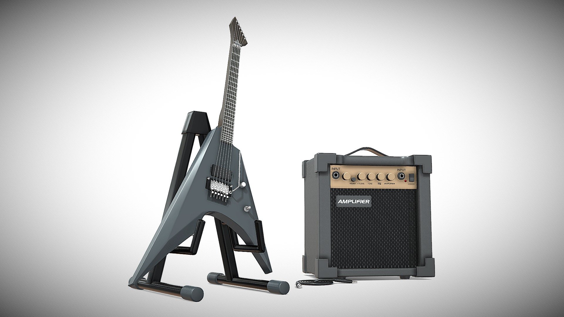 The model uses PBR Textures with a resolution of 4096x4096

The model have a styled and modern guitar shape and also includes the amplified - Electric Guitar with Amplifier - Buy Royalty Free 3D model by rfarencibia 3d model