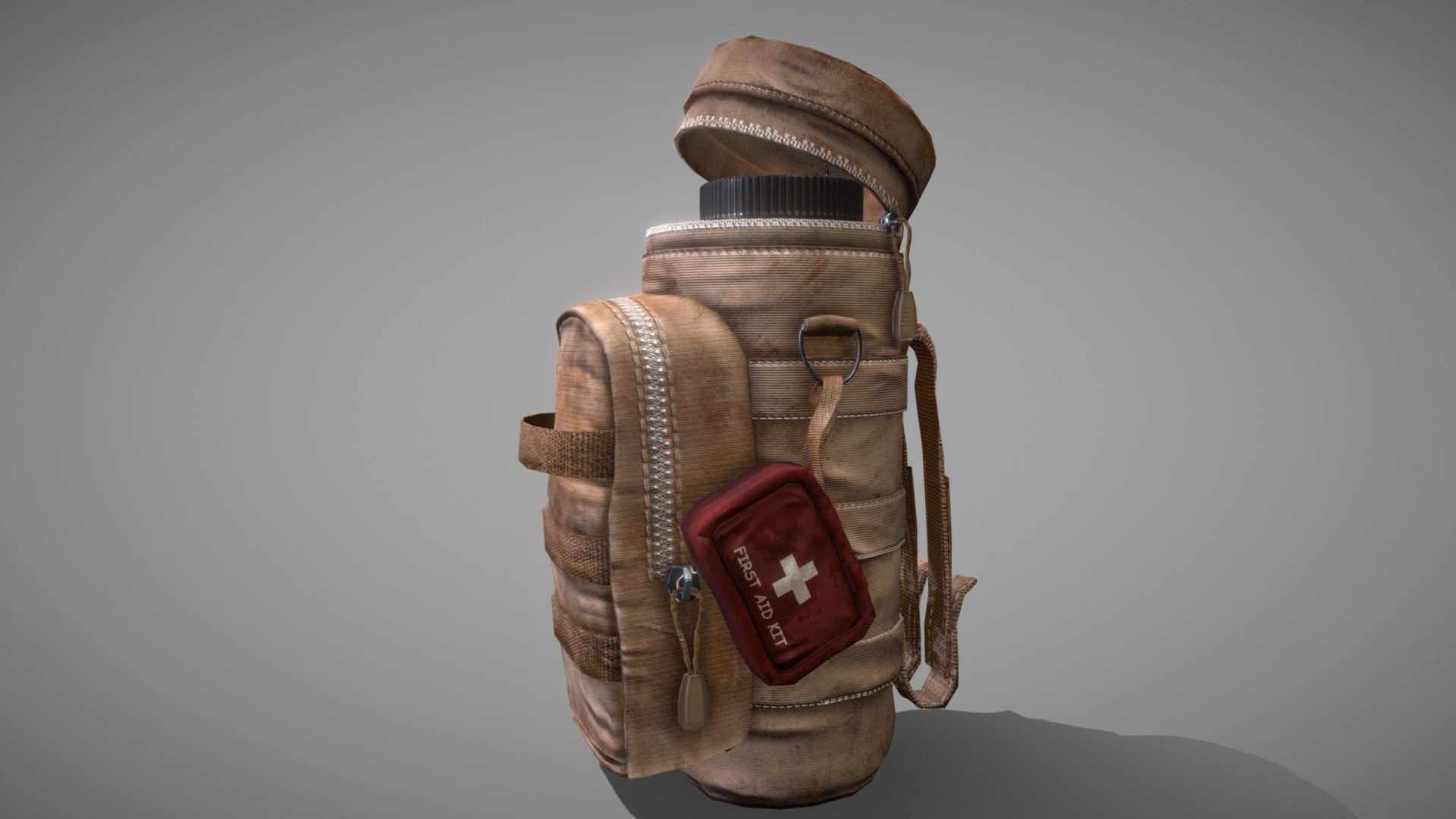 3d Realistic low poly tactical gear bag 3d model