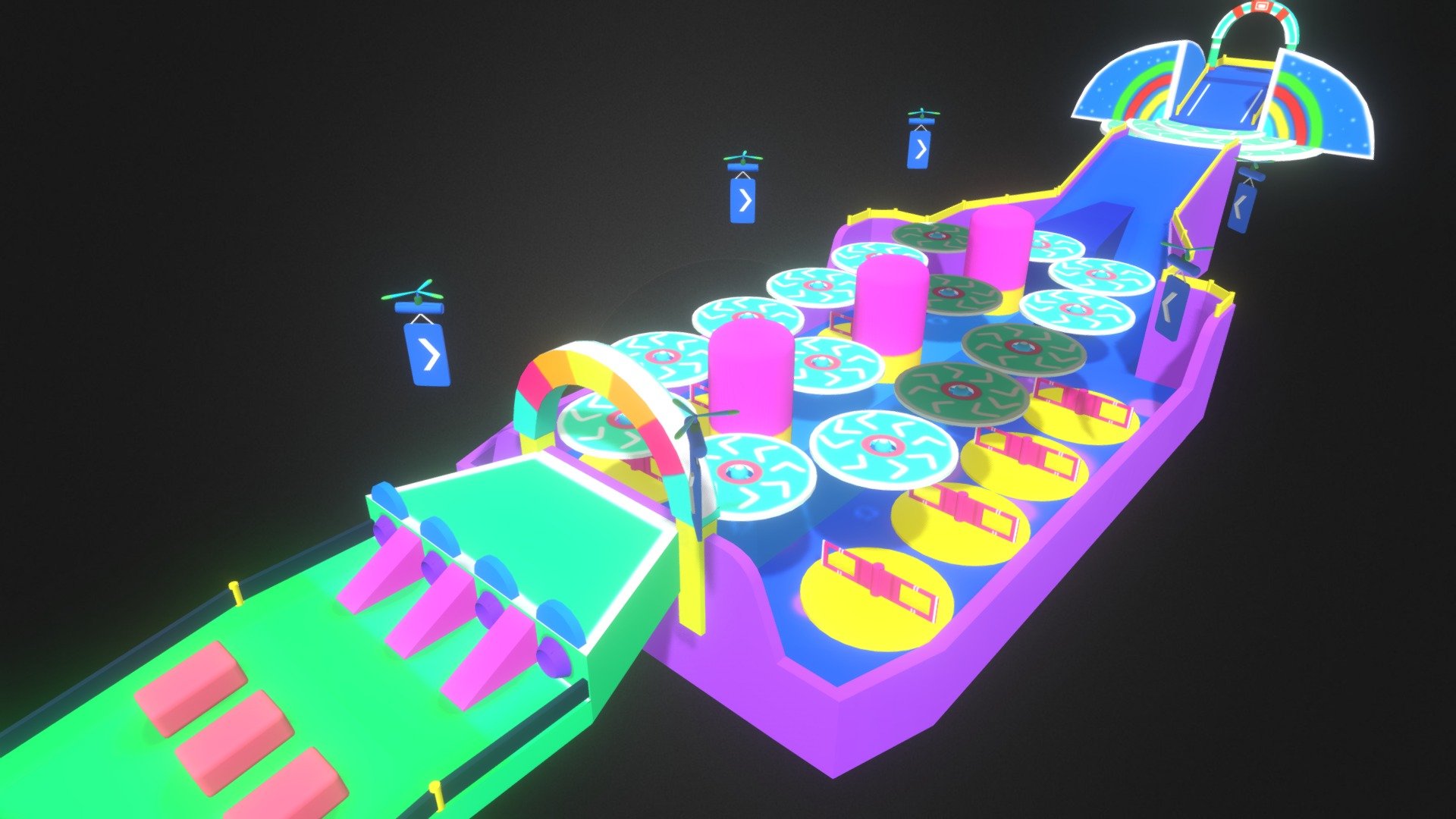 Made in Blender . This is a custom designed level inspired by the popular game Fall Guys. All objects are low poly 3d model