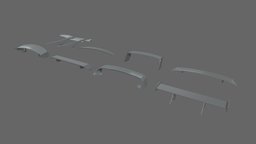 Car Spoiler Pack 01 automobile, printing, rally, carbon, drift, part, tuner, tuning, printable, invertebrate, spoiler, bonnet, vehicle, design, racing, car, sport, concept, wing, vehicle-part