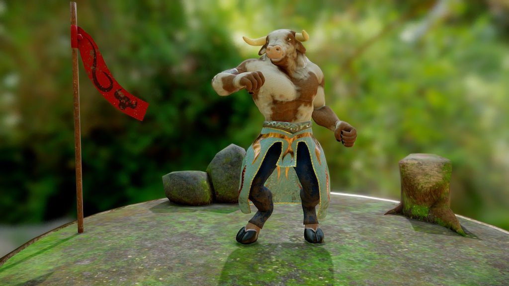 Weekend project, I could have added more details all around but main focus was mostly on getting the new addons to work with Blender. Missed the front of the robe while animating, will fix it later when I get some sleep. Flag and bandage are Jiggle-IK animated, rest is by hand. Idea came from watching Dragon Ball Super and playing WoW with them tauren monks and all 3d model