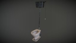 Game Art: Old Chain Toilet bathroom, prop, rusty, old, decayed, toilete, game