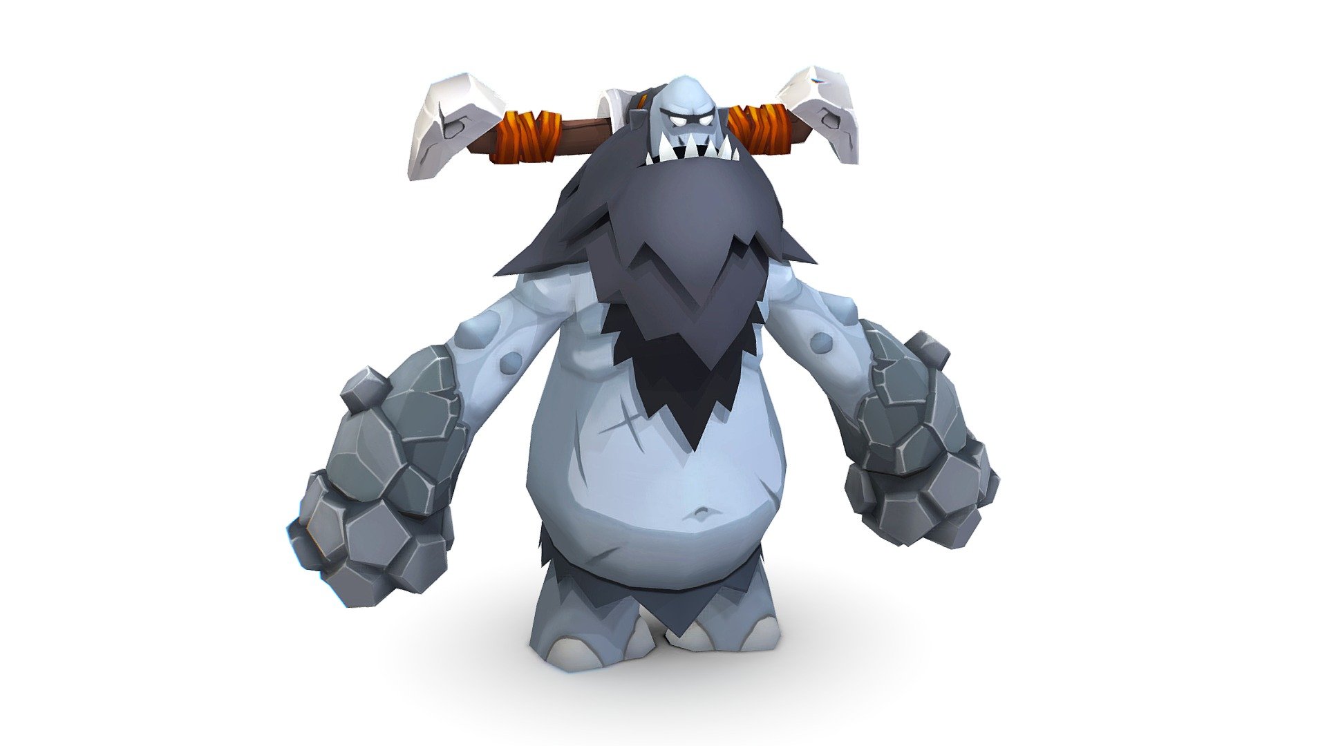 Cartoon LowPoly White Giant Golem SnowMan Viking - 3dsMax, Maya file included -  texture size 2048 color only - Cartoon LowPoly White Giant Golem SnowMan - Buy Royalty Free 3D model by Oleg Shuldiakov (@olegshuldiakov) 3d model