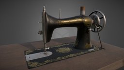 Singer 15 gamedev, sewing, 1800s, blender, substance-painter