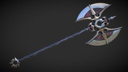 Fantasy axe armor, spear, warrior, creepy, long, slash, sharp, bastard, scary, crush, slice, weapon, axe, fantasy, war, knight, blade