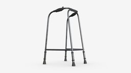 Narrow lightweight walking frame frame, device, care, patient, help, support, disabled, assistance, senior, lightweight, mobility, narrow, handicap, disability, 3d, pbr, walk, medical