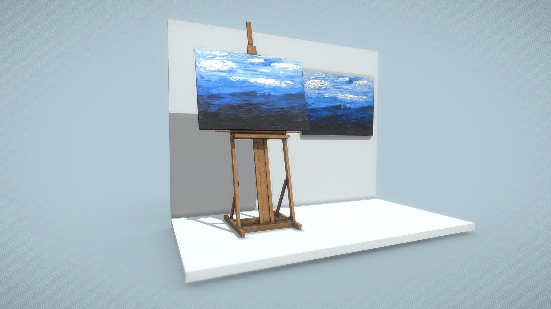 Clouds / Wolken

Painted by Dirk John 2015.



Picture format:




7:5



Object details: 

Oil Painting:




Quads 110

Triangles 220

Vertices 112

Edges 220

Easel:




Quads 131

Triangles 246

Vertices 176

Edges 272

Wall and floor:




Quads 10

Triangles 20

Vertices 12

Edges 20



** PBR texture maps:** 




4096 x 4096 



3D-Model-Formats:   




VRML (.wrl, .wrz) 

X3D (.x3d) 

3D Studio (.3ds) 

Collada (.dae) 

DXF (.dxf) 

Autodesk FBX (.fbx) 

Agisoft Photoscan (.ply) 

Stereolithography (.stl) 

OBJ (.obj, .mtl) 

Blender(.blend) 2.79b and 2.8

DirectX (.X)

Blender 2.82 and 2.79b
 - Oil Painting - Clouds - Buy Royalty Free 3D model by VIS-All-3D (@VIS-All) 3d model