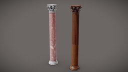 Antique column (wood/marble) greek, vintage, historical, antique, classic, corinthian, marble, realistic, neoclassical, pbr, wood, robot