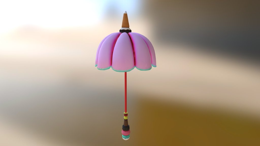 A ice cream parasol.
I was loving the idea of a cute handle and i had seen some interesting ideas from a shop i see on my way out of work from the theme park i work at and i thought i attempt making something cute and quick on one of my days off 3d model