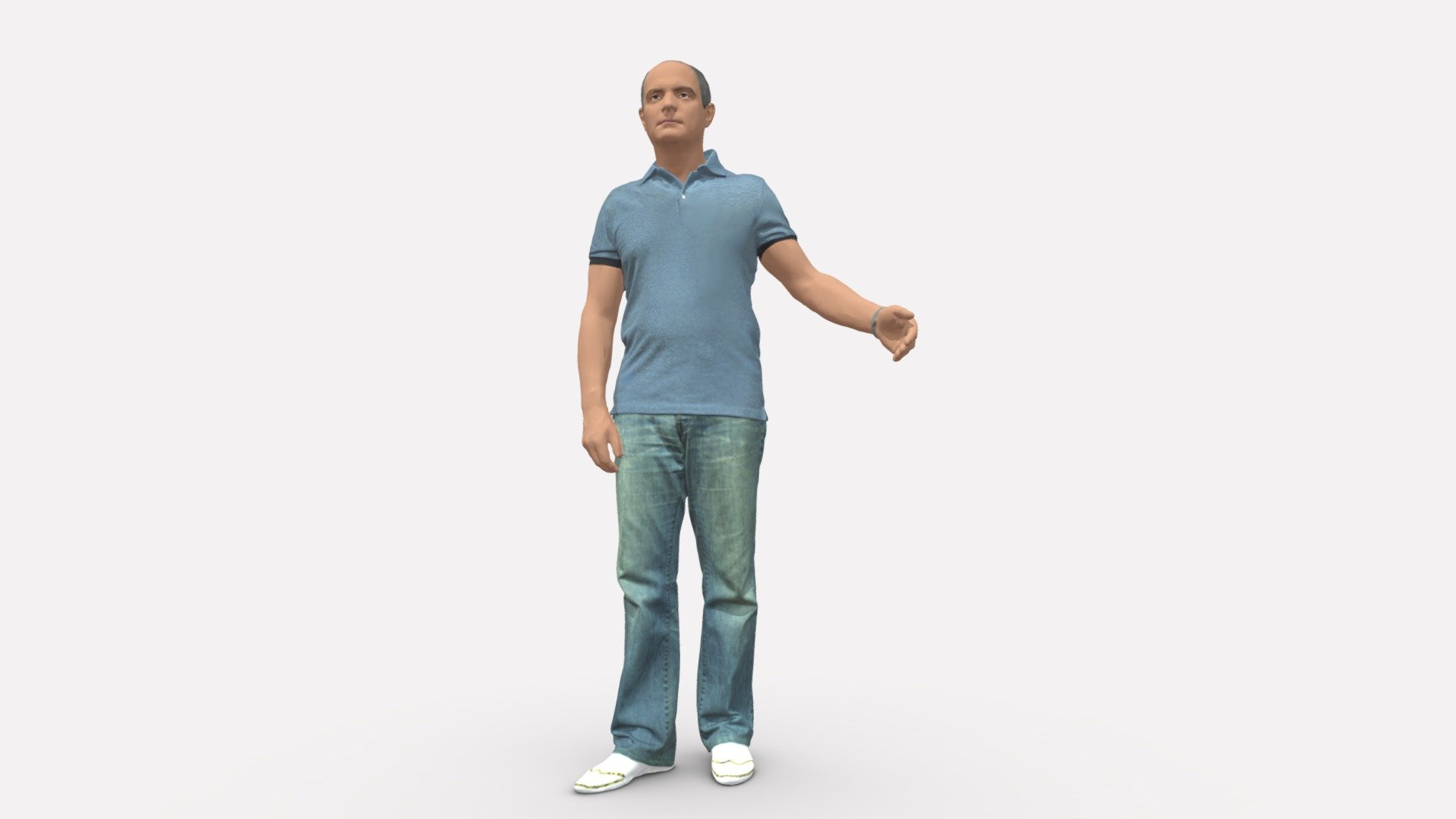 We provide unique 3d scanned models with realistic proportions for closeup and medium-distance views in artworks, paintings and classes. As well as architectural visualization projects.

Main features:




high-end realistic 3d scanned model;

realistic proportions;

highest quality;

low price;

saves you time for more time in landscaping and interiors visualization.

FEATURES 




3d scanned model 

Extremely clean

Edge Loops based

smoothable

symmetrical

professional quality UV map

high level of detail

high resolution textures

real-world scale

system unit: cm

TEXTURES 




Textural Resolution: 4096 x 4096

Color Map

The model is suitable for stereolithography 3d printing 

The model is also ready for fullcolour 3d printing - Man In Jeans With A Bald Head 0366 - Buy Royalty Free 3D model by 3DFarm 3d model