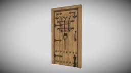 Door quad, wrought-iron, wood