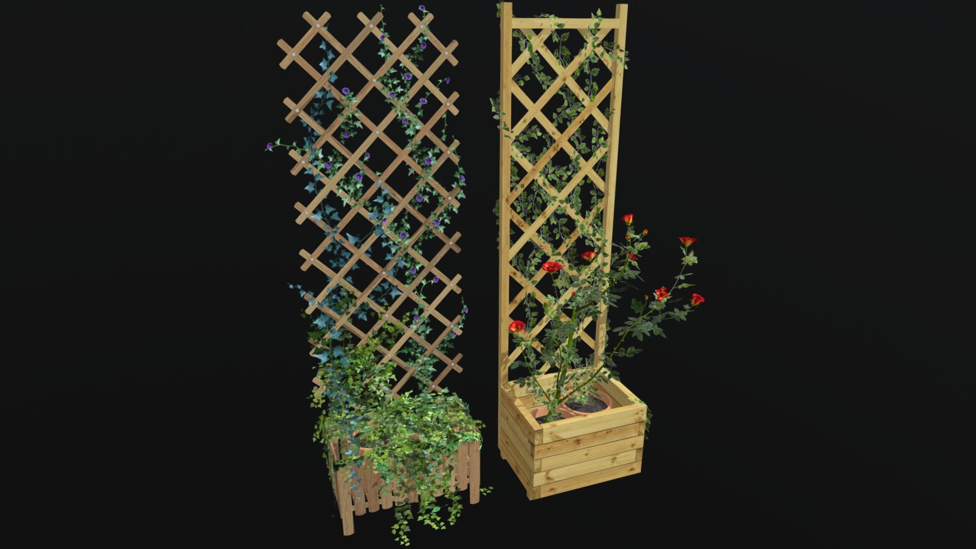 2 trellis with ivi - Ivy Trellis - Buy Royalty Free 3D model by Buncic 3d model