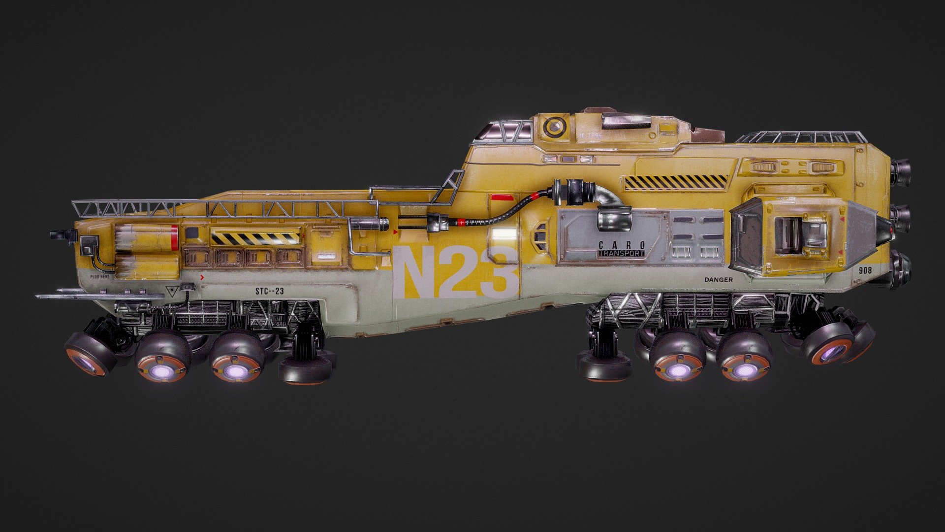 A year ago, concept artist, Mehrdad Malek posted an illustration. A sci fi train. (https://www.artstation.com/artwork/GYWoB)

I finally got around to fleshing this out as a game ready asset. Be sure to check out some of Mehrdad's other great work!

Check out some Marmoset renders here: https://www.artstation.com/artwork/gkJmE - Space Train - 3D model by 3djon 3d model