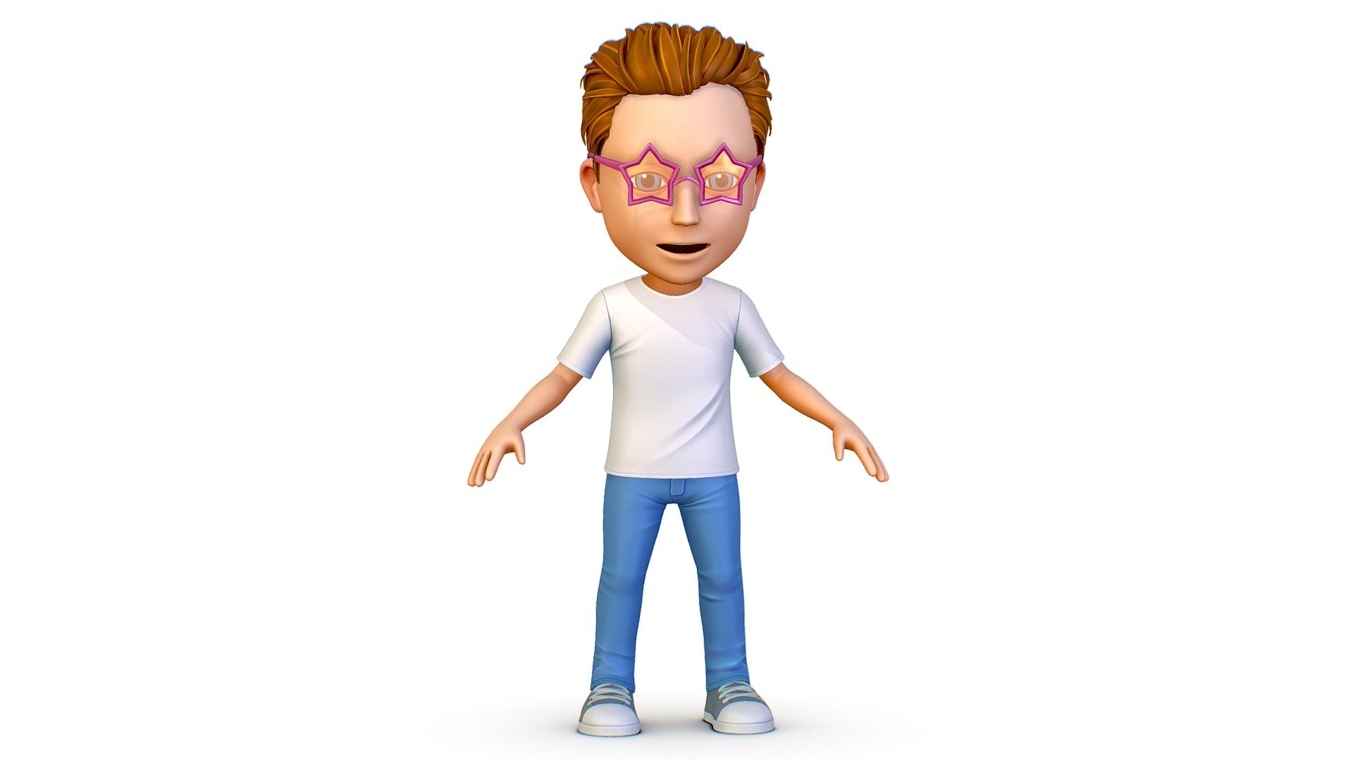 Cartoon Style Young Man Boy T-Shirt Jeans Sneakers Hairstyle

3DsMax, Maya file included, 

5x textures 2048x2048 size

Hairstyles Collection: https://sketchfab.com/olegshuldiakov/collections/cartoon-hairstyle-avatar-collection-cd52679c74514aa59c906f62e792a75c

Beards Collection:

Accessorys Collection: https://sketchfab.com/olegshuldiakov/collections/cartoon-accessories-avatar-collection-a9b2175e888f46b1a056e83cd80bfd6c
 - Young Man Boy T-Shirt Jeans Sneakers Hairstyle - Buy Royalty Free 3D model by Oleg Shuldiakov (@olegshuldiakov) 3d model