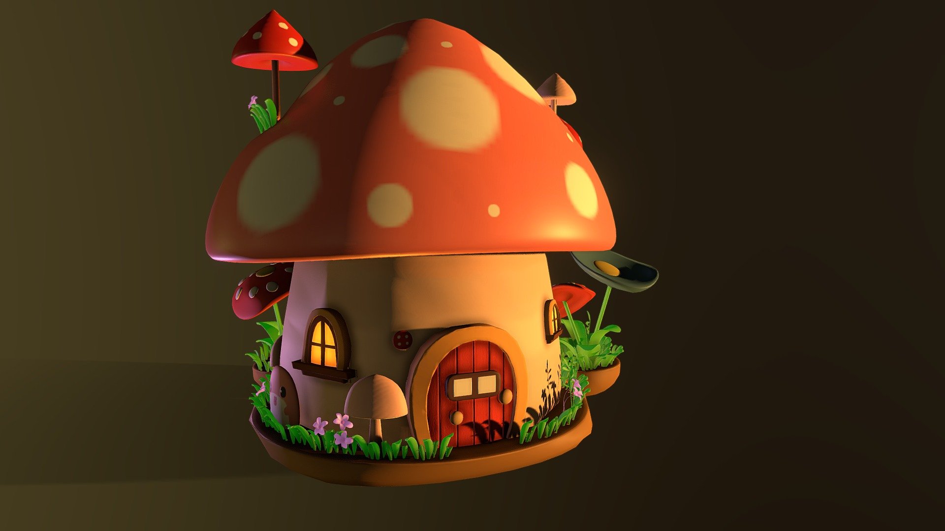 casual mushroom house - 3D model by Teana (@tia1583) 3d model