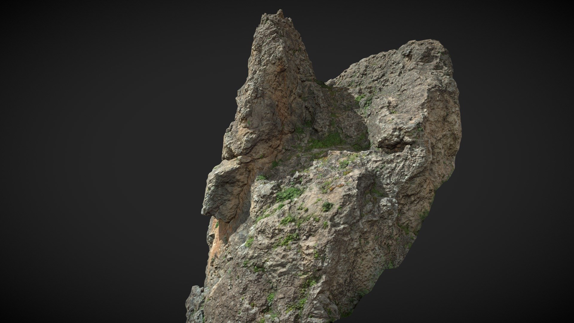 Captured in neutral lighting conditions. Feel free to rotate the lights.

**Mountain cliff peak scan with 8K PBR textures: **




Albedo

Normal

Roughness

Displacement

Ambient Occlusion

Vegetation Scatter Mask

Rendered in Cycles with displacement + adaptive subdivions + vegetation:


Additional Files contain:




blender source file + packed textures

.fbx

.obj

textures 8k

Please let me know if something is not working as it should 3d model