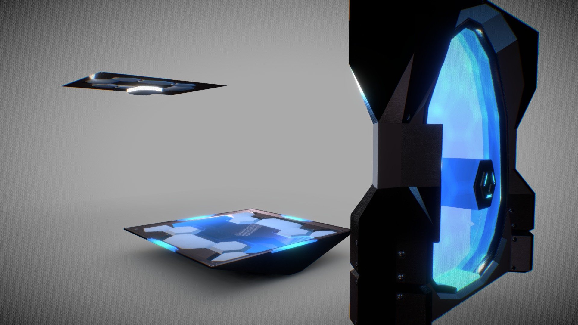 Modular assignment to make a door, floor, and ceiling in sci-fi style 3d model