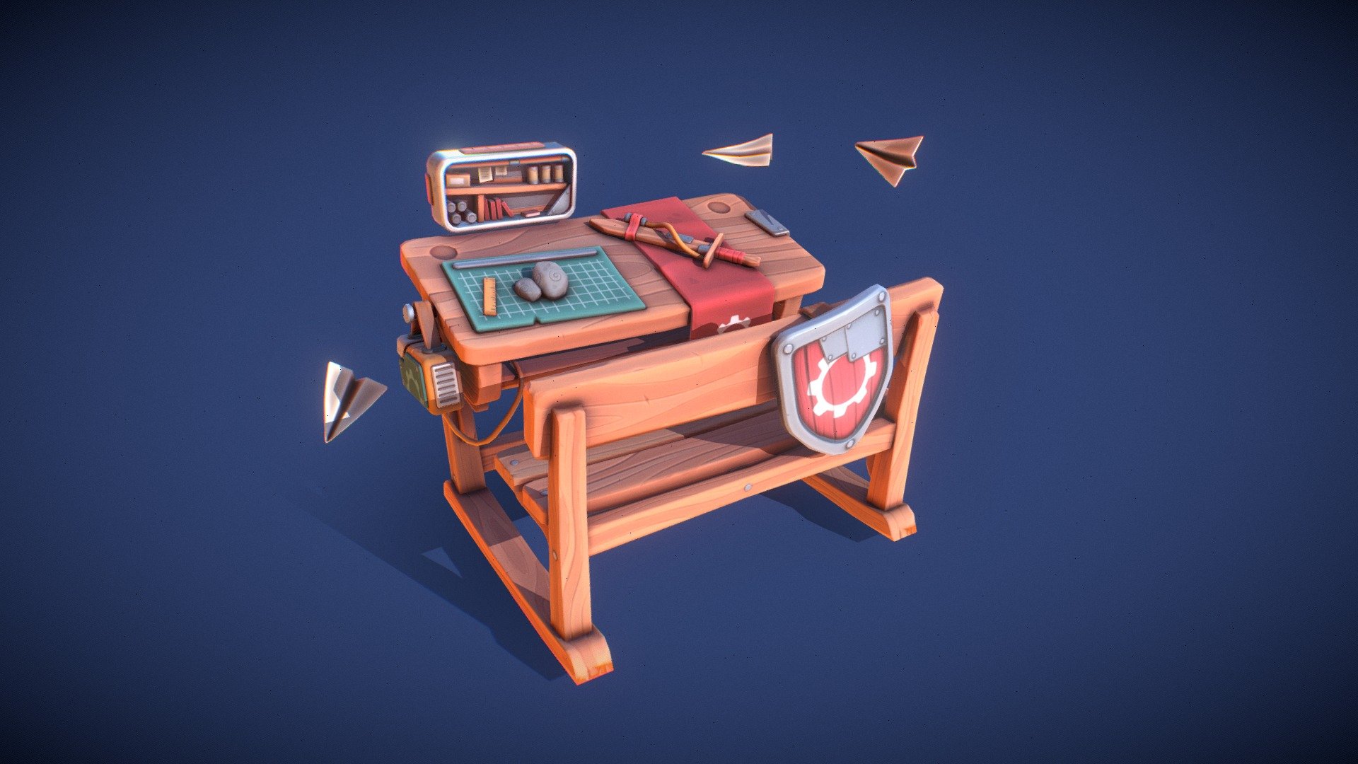 Hello ! Here's a desk i made for school ! Hope you will lke it ! - Stylized Mecano Desk - 3D model by Benjamin Aubert (@bainjamaing) 3d model