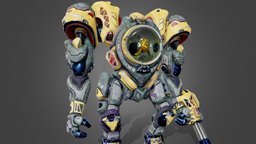 Fishie | VGDC fish, cyborg, enemy, goldfish, glass, blender, gameasset, stylized, gun, robot