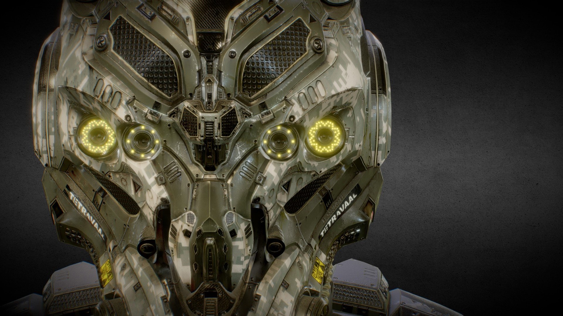 The goal of this project was to study in detail the entire process of creation of an HD Game Asset, based on one of my previous concept.
From the Baking process to the final PBR texture, using Substance Designer.

It's also the result of an awesome collaboration with Allegorithmic!

-
3D Model information:

The Helmet is fully modeled and operational. Unwrapped on two Uv set to maximise the definition. (All parts are separated with no missing geometry).

The PBR Textures are in 4K resolution (Metallic/Roughness worflow) 3d model