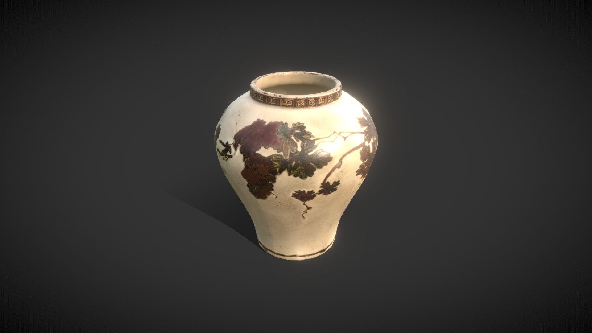 Korea National Treasure_093_백자 철화포도원숭이문 항아리 - 3D model by Dcarrick 3d model
