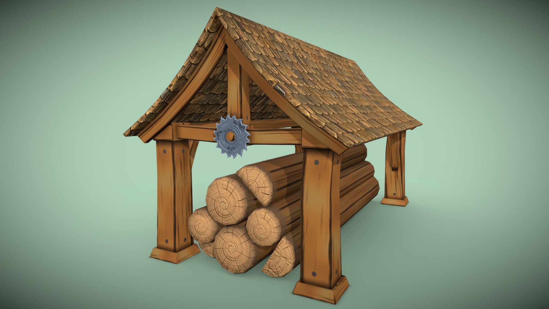 Stylized log shed sawmill PBR low-poly game ready 
all models are separated
Polygons 2100 
Vertices 2163 - Stylized log shed sawmill PBR game ready Low-pol - Buy Royalty Free 3D model by Svetlana07 3d model