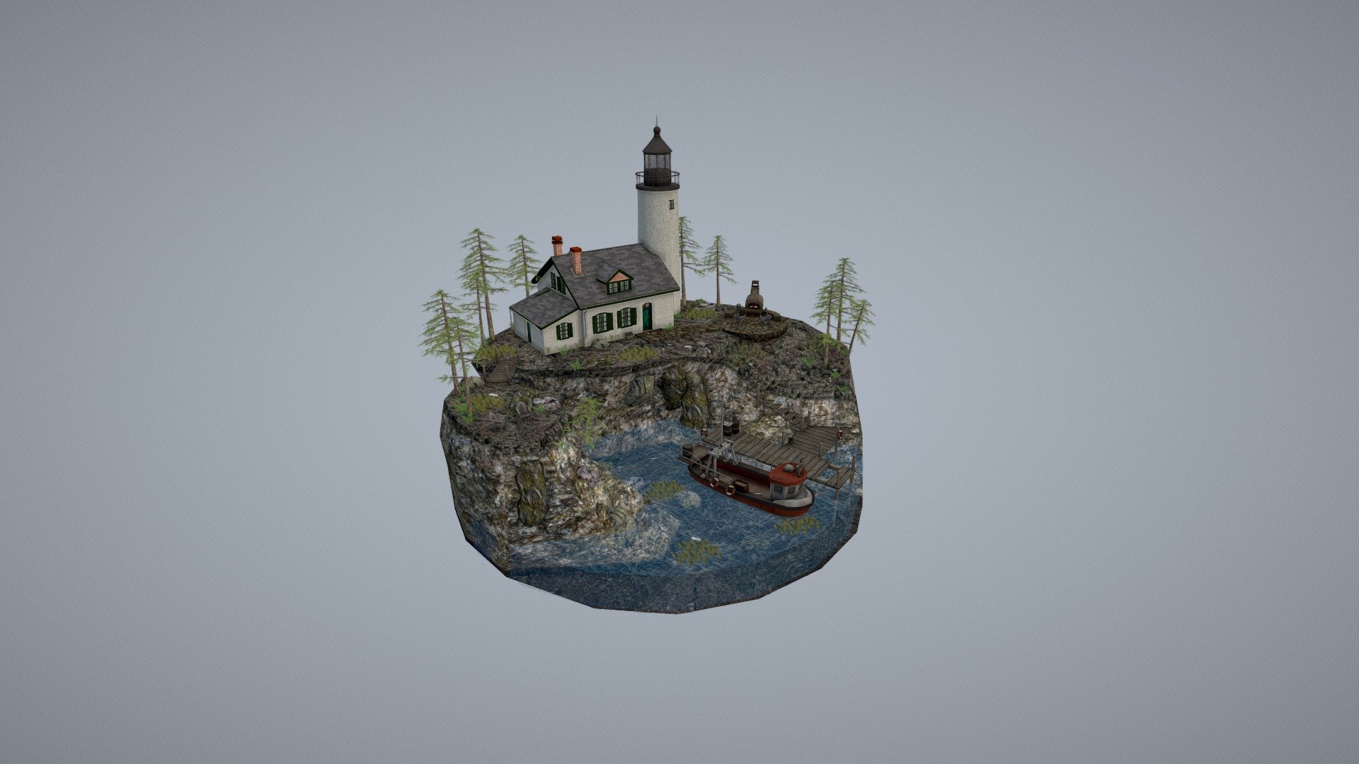 Diorama By the Ocean for my 3d1 exam
Showing a house of a fisherman who takes care of a lighthouse and likes to have some bbq with his friends - DAE Diorama - By The Ocean - 3D model by Artjom Tšernozjomov (@tsernozjomovartjom) 3d model