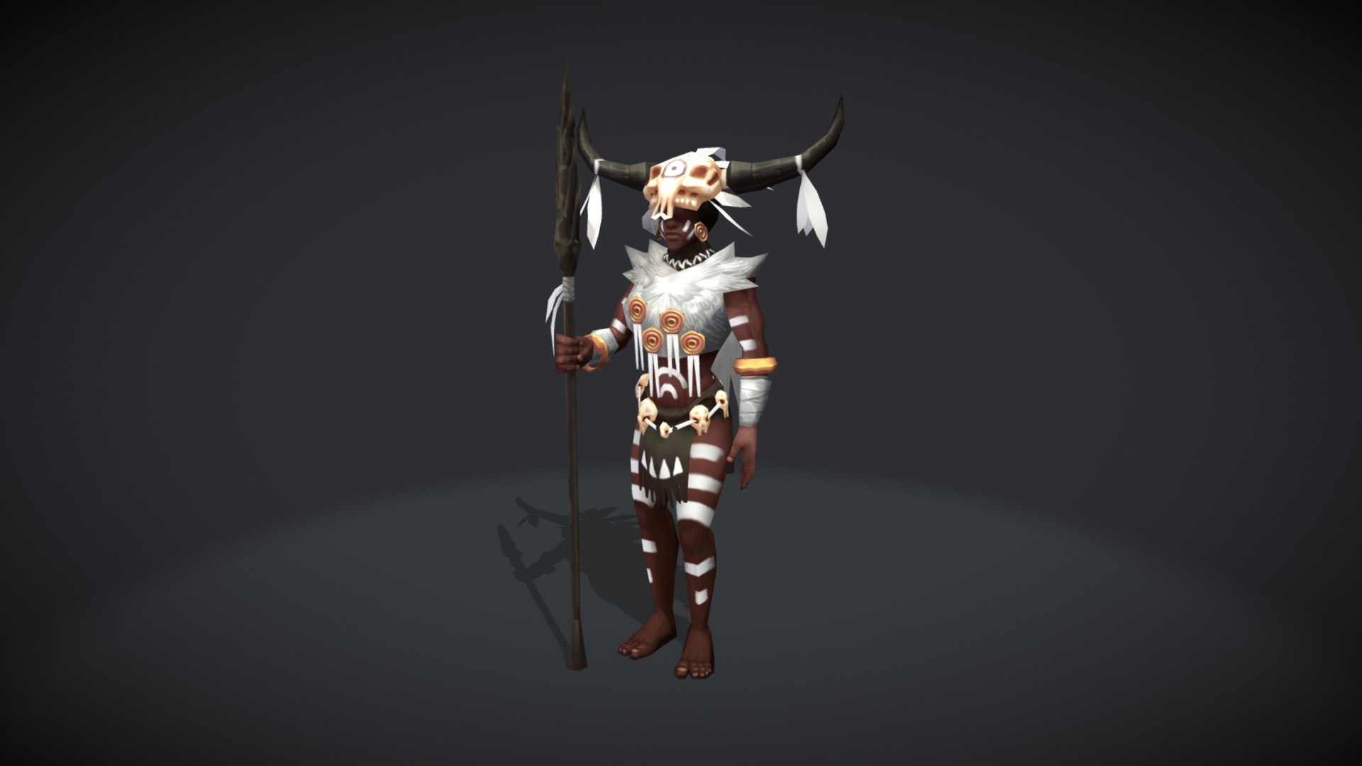 Several characters I rigged and animated for the game Warparty, a stone age RTS developped by the belgian studio Warcave.

Here is the Shaman, the healer of the Necromas faction 3d model