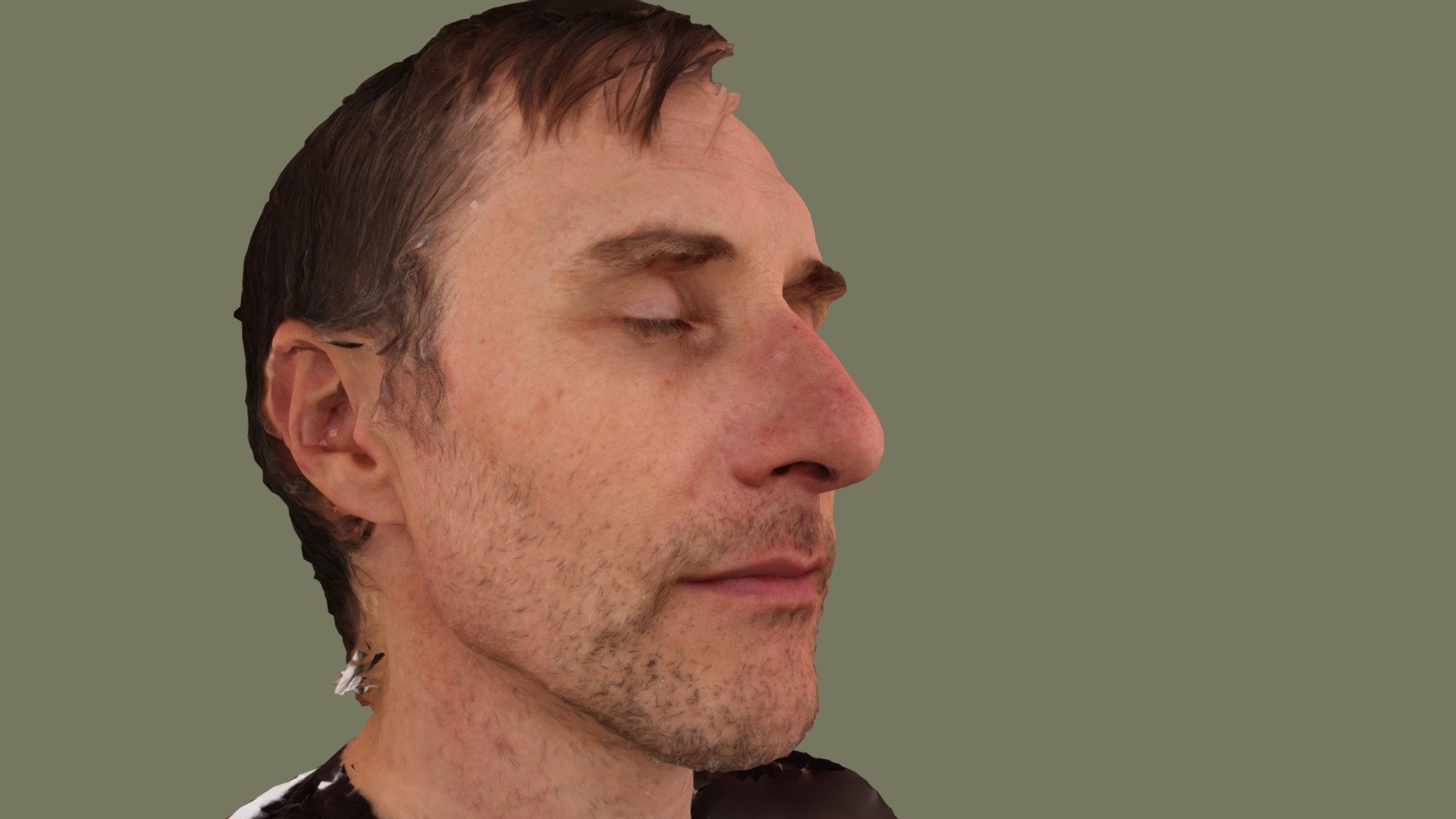 This scan was performed with 8 Canon EOS cameras on a stationary rig. It was processed in Agisoft Photoscan with very little cleanup. The original mesh was 6.5 million faces, and was decimated down to 50K before generating textures.

This scan was produced in 2018 the 3D scanning lab, created and run by Andrew Frueh, in the Department of Art at The Ohio State University 3d model